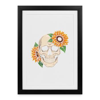 Skull Sunflower Skull Flowers Skeleton - Framed poster (27 × 37 cm) - black - Front