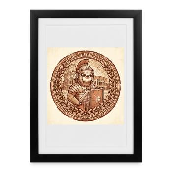 Funny sloth Roman gladiator in the Colosseum - Framed poster (27 × 37 cm) - black - Front