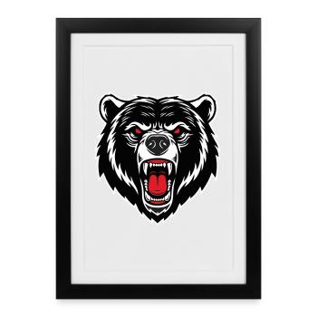 Ours Grizzly Mascotte Logo Sport Gaming - Affiche encadrée (27 × 37 cm) - noir - Devant