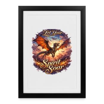 Laissez votre esprit s’envoler – Dragon Flight - Affiche encadrée (27 × 37 cm) - noir - Devant