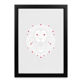 Lion Rugissant Mascotte Tribal Logo Sport Gaming - Affiche encadrée (27 × 37 cm) - noir - Devant