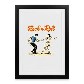 Couple Rock’n’Roll danse rétro - Affiche encadrée (27 × 37 cm) - noir - Devant