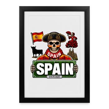 SkullCostume Édition Mondiale : Espagne - Affiche encadrée (27 × 37 cm) - noir - Devant