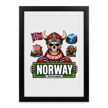 SkullCostume Édition Mondiale : Norvège - Affiche encadrée (27 × 37 cm) - noir - Devant