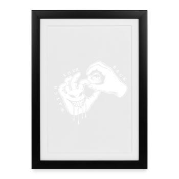 Attention à vos arrières Citation Œil Mains de monstre Horreur - Affiche encadrée (27 × 37 cm) - noir - Devant