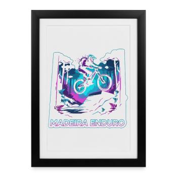 Neon Synthwave Madeira Enduro MTB Jump - Framed poster (27 × 37 cm) - black - Front