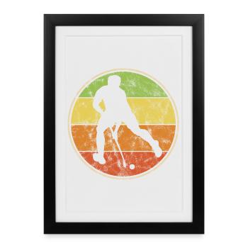 Hockey sur gazon Hockey en salle Hommes Rétro - Affiche encadrée (27 × 37 cm) - noir - Devant