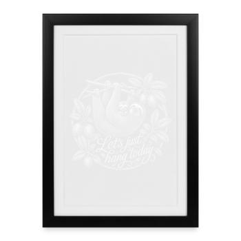 Sloth Mom with Baby – Let's Hang Today - Framed poster (27 × 37 cm) - black - Front