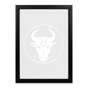 Taurus Star Sign (White) - Framed poster (27 × 37 cm) - black - Front