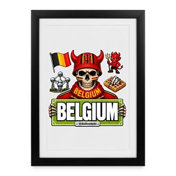 SkullCostume Édition Mondiale : Belgique - Affiche encadrée (27 × 37 cm) - noir - Devant
