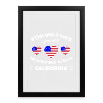 Grumpy Mann braucht Kalifornien - Affiche encadrée (27 × 37 cm) - noir - Devant