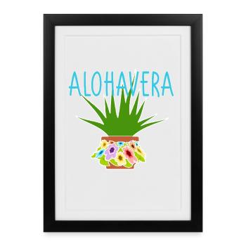 Humour de plante blague à l’aloe vera - Affiche encadrée (27 × 37 cm) - noir - Devant