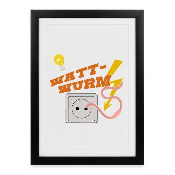 Worm, jeux de mots, humour, cadeaux drôles, père - Affiche encadrée (27 × 37 cm) - noir - Devant