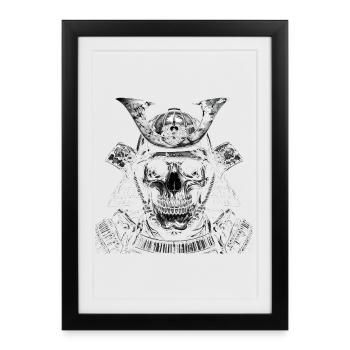 Squelette de samouraï en armure - Affiche encadrée (27 × 37 cm) - noir - Devant