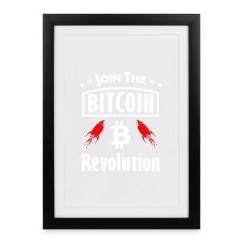 Bitcoin Revolution Rockets - Framed poster (27 × 37 cm) - black - Front