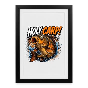 Pêche à la carpe Sainte Carpe - Affiche encadrée (27 × 37 cm) - noir - Devant