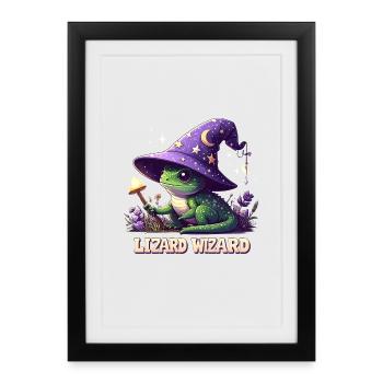 Chapeau d’étoile de magicien lézard - Affiche encadrée (27 × 37 cm) - noir - Devant