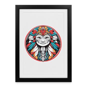 Circular Mandala Floral Mask - Framed poster (27 × 37 cm) - black - Front