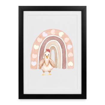 Chicken with Heart Rainbow - Framed poster (27 × 37 cm) - black - Front