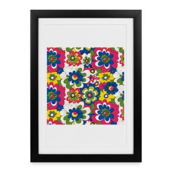 60s-bold-large-floral-pattern - Framed poster (27 × 37 cm) - black - Front