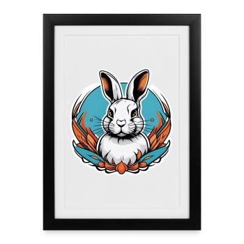 Azure vector rabbit and orange foliage - Framed poster (27 × 37 cm) - black - Front