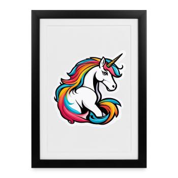 Bright Rainbow Unicorn - Framed poster (27 × 37 cm) - black - Front