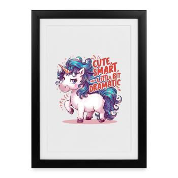 PinkUnicorn - Cute smart and a little bit dramatic - Framed poster (27 × 37 cm) - black - Front