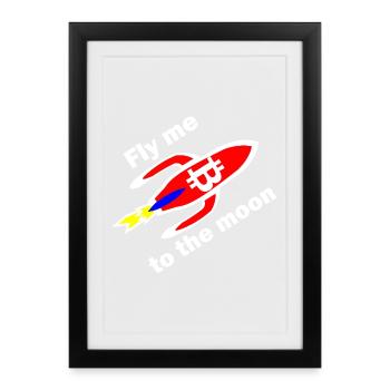 Conception de la Lune de la Fusée Bitcoin - Affiche encadrée (27 × 37 cm) - noir - Devant