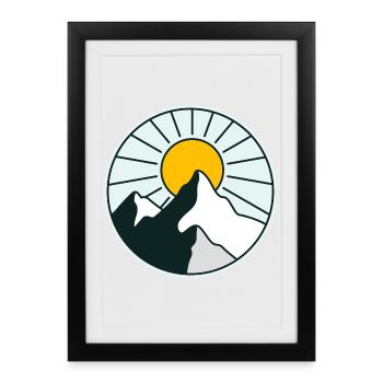 Sun over Mountains Circle Print - Framed poster (27 × 37 cm) - black - Front