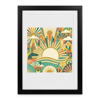 Motif de la ville au lever du soleil - Affiche encadrée (27 × 37 cm) - noir - Devant