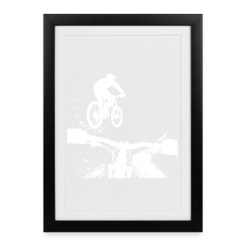 Conception de VTT en saut - Affiche encadrée (27 × 37 cm) - noir - Devant