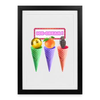Neon Cream Trio Mashup - Framed poster (27 × 37 cm) - black - Front