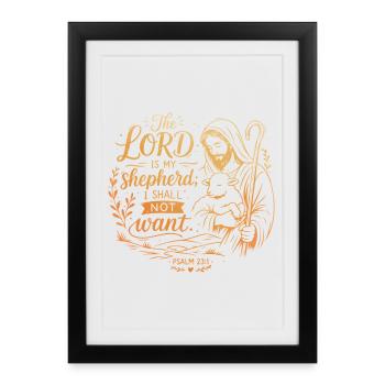 Illustration du Psaume 23 du Seigneur Mon Berger - Affiche encadrée (27 × 37 cm) - noir - Devant