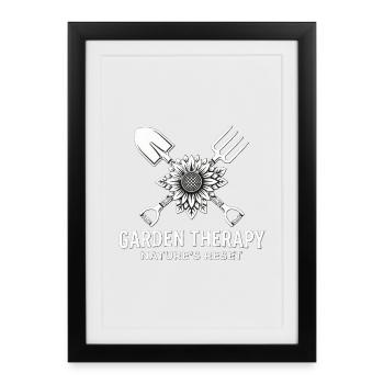 Tournesol de jardinage - Affiche encadrée (27 × 37 cm) - noir - Devant