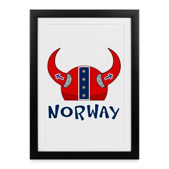 Norway Flag Helmet - Framed poster (27 × 37 cm) - black - Front