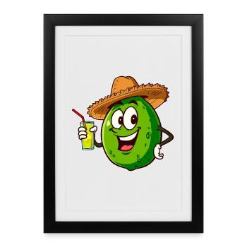 Lime with a drink - Framed poster (27 × 37 cm) - black - Front