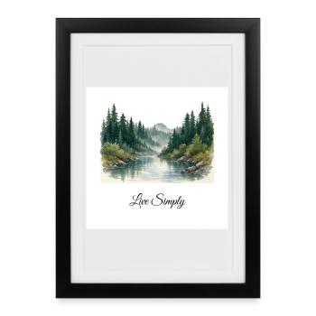 Feuilles botaniques Vivre Simplement - Affiche encadrée (27 × 37 cm) - noir - Devant