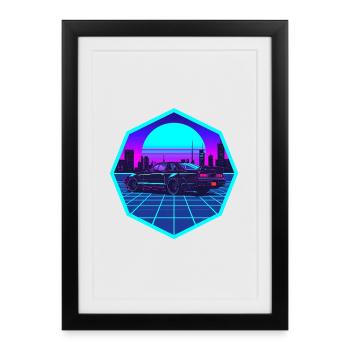 Fantôme Cyber — Légende Rotative dans le Vide Néon - Affiche encadrée (27 × 37 cm) - noir - Devant
