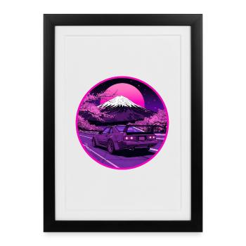Fuji Nights — Rotary Coupe à Sacred Mountain - Affiche encadrée (27 × 37 cm) - noir - Devant