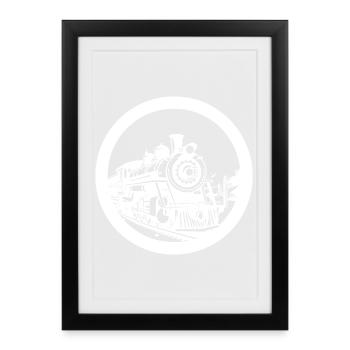 Dessin de locomotive - Affiche encadrée (27 × 37 cm) - noir - Devant