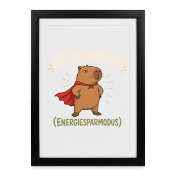 Superheld Capybara Heldenmodus - Gerahmtes Poster (27 × 37 cm) - Schwarz - Vorne