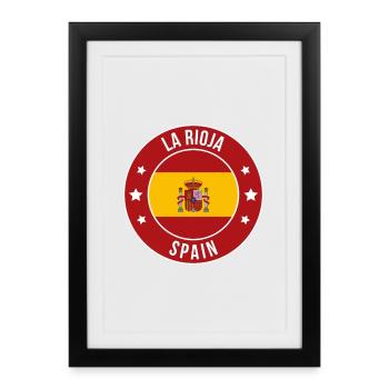 La Rioja Spain Emblem Round - Framed poster (27 × 37 cm) - black - Front