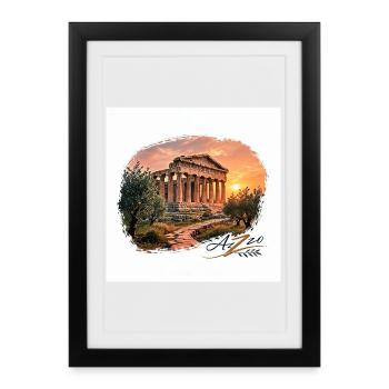 Designer Azzo - Temple en soirée - Affiche encadrée (27 × 37 cm) - noir - Devant