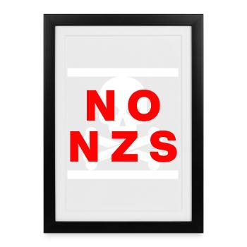 PAS DE NZS, PLUS JAMAIS, ANTIFASCISME, PAS D’AFD rouge - Affiche encadrée (27 × 37 cm) - noir - Devant