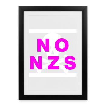 NO NZS, NEVER AGAIN, ANTI-FASCISM, NO AFD PINK - Framed poster (27 × 37 cm) - black - Front