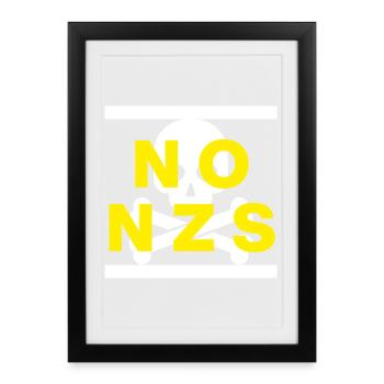 PAS DE NZS, PLUS JAMAIS, D’ANTIFASCISME, PAS DE JAUNE AFD - Affiche encadrée (27 × 37 cm) - noir - Devant