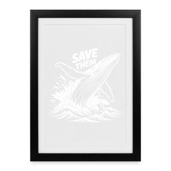 Protecting whales - Framed poster (27 × 37 cm) - black - Front
