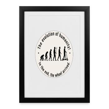 L’évolution de l’humanité — Art amusant sur les trottinettes électriques - Affiche encadrée (27 × 37 cm) - noir - Devant