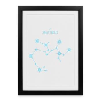 Sagittarius Zodiac Sign Star Constellation Blue - Framed poster (27 × 37 cm) - black - Front