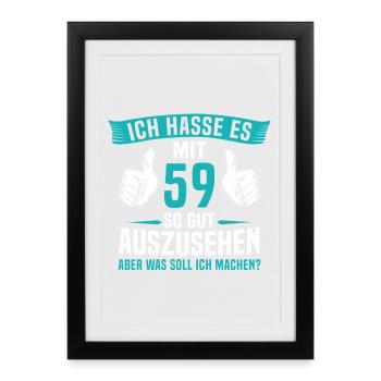 59 Jahre 59. Geburtstag Mann Frau 59 Jahre - Gerahmtes Poster (27 × 37 cm) - Schwarz - Vorne